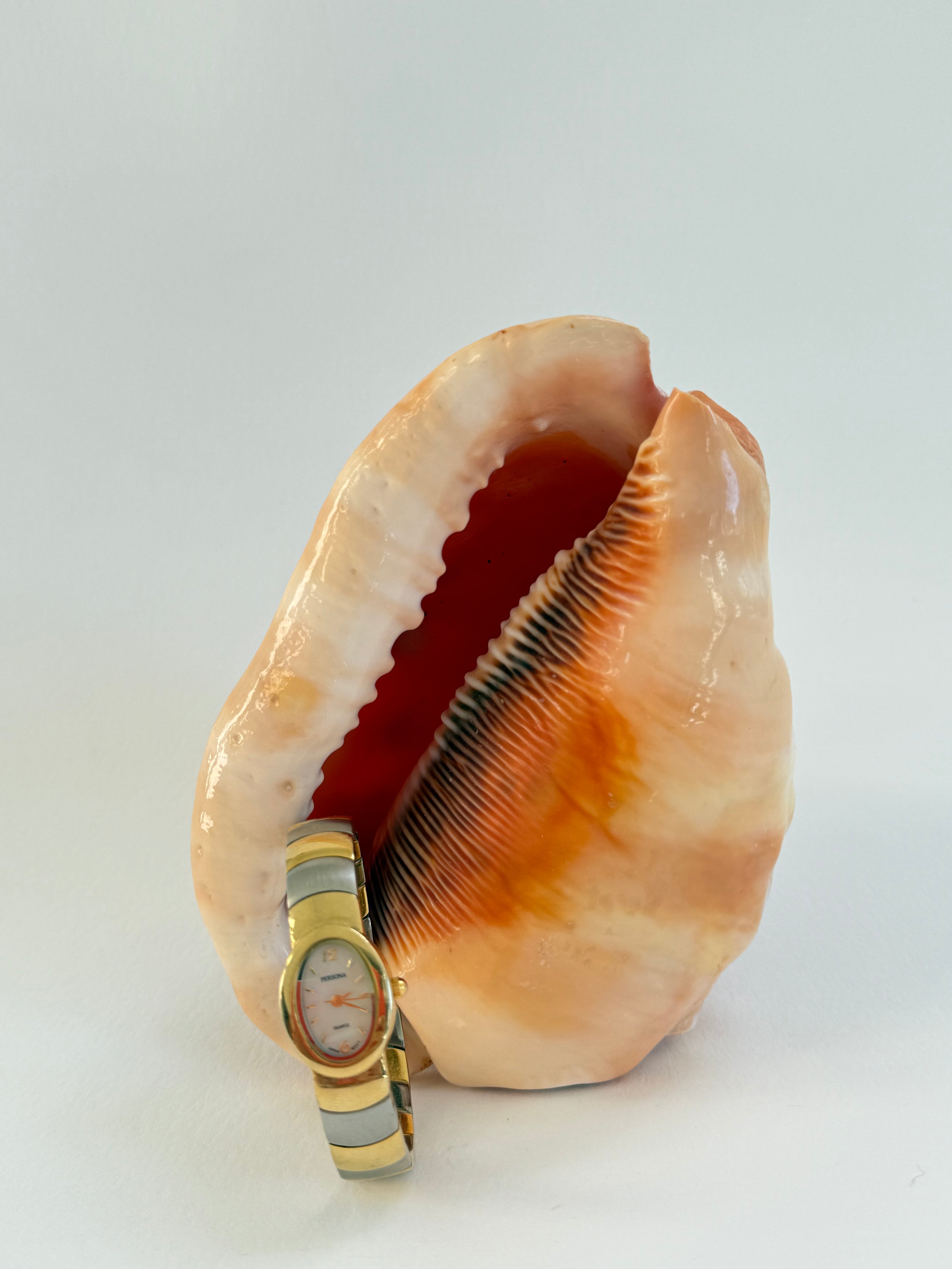 TWO TONE OVAL CUFF WRIST WATCH