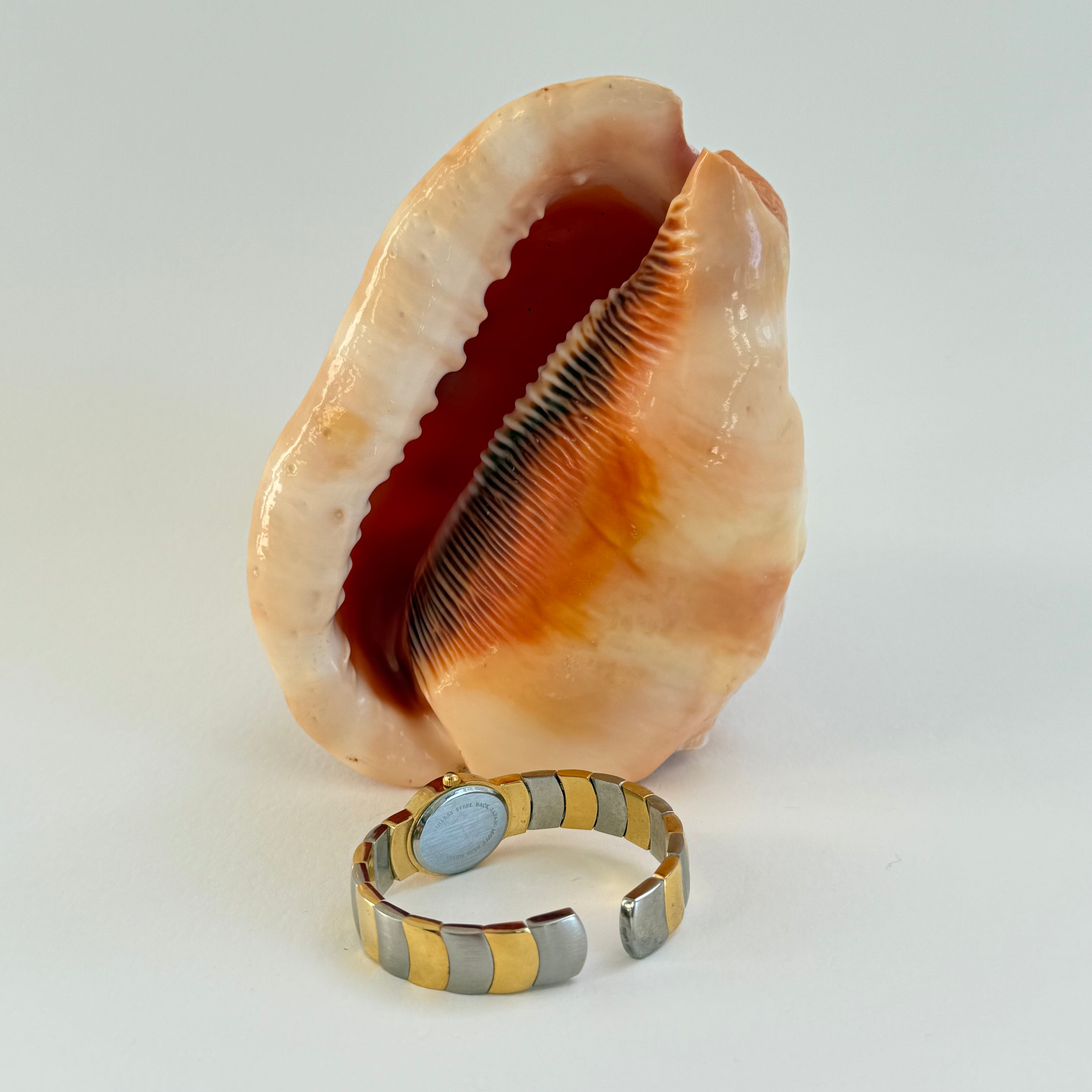 TWO TONE OVAL CUFF WRIST WATCH