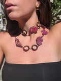 VINTAGE PURPLE LARGE STONE DOUBLE WRAP NECKLACE