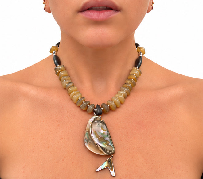 COASTAL BEADED CHOKER VINTAGE NECKLACE
