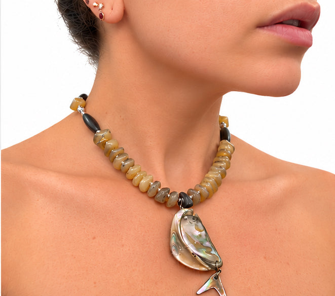 COASTAL BEADED CHOKER VINTAGE NECKLACE