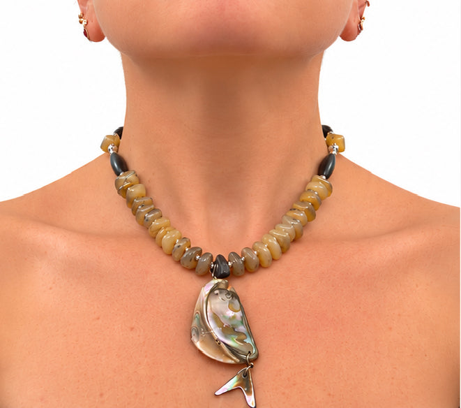 COASTAL BEADED CHOKER VINTAGE NECKLACE