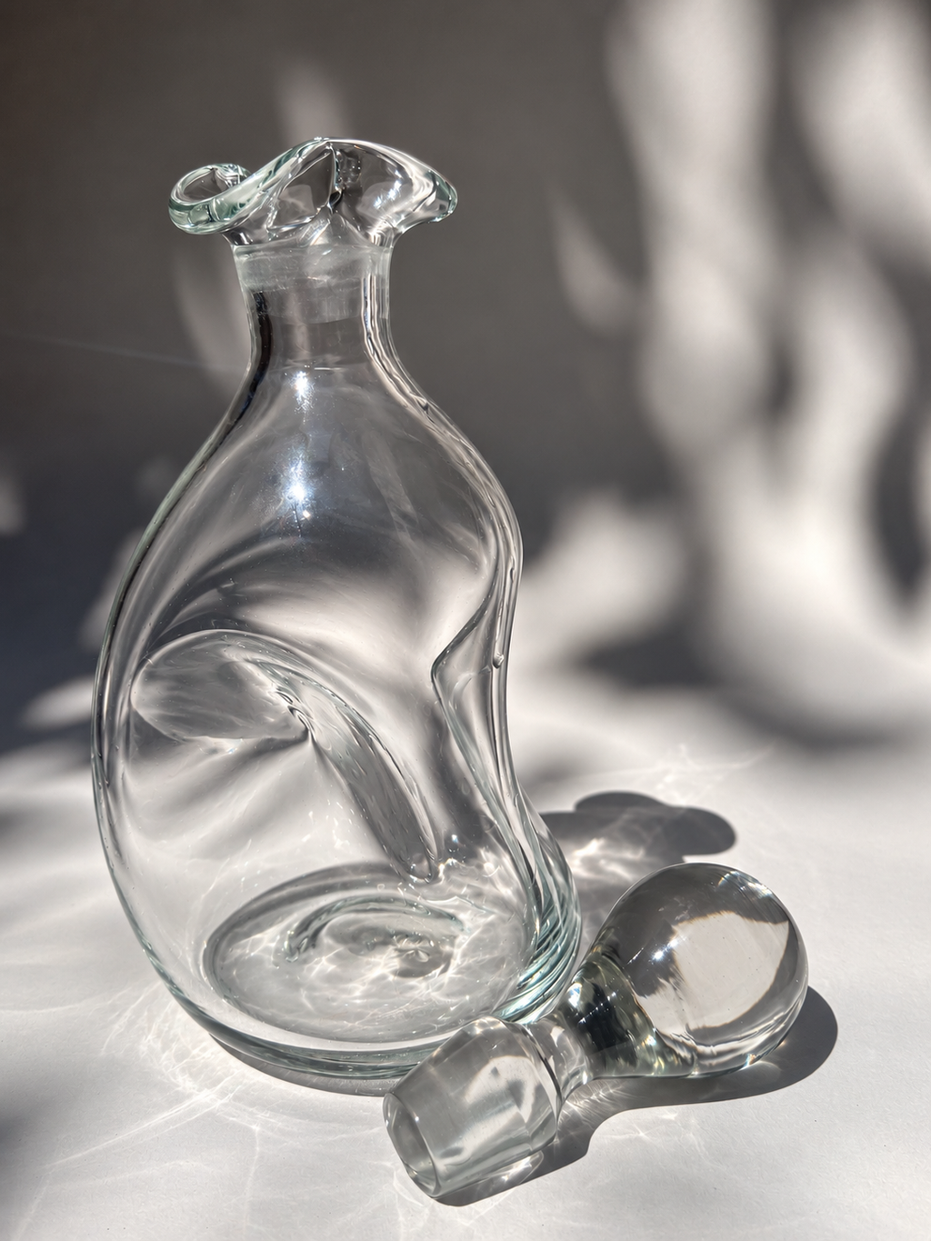 ABSTRACT SCULPTURAL VINTAGE GLASS DECANTER