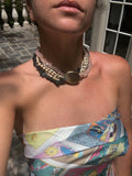 LAYERED NATURAL GEMSTONE CHOKER NECKLACE