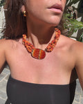 ORANGE SNAKE SKIN NATURAL STONE CHOKER