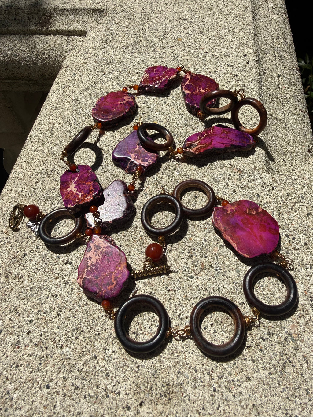 VINTAGE PURPLE LARGE STONE DOUBLE WRAP NECKLACE