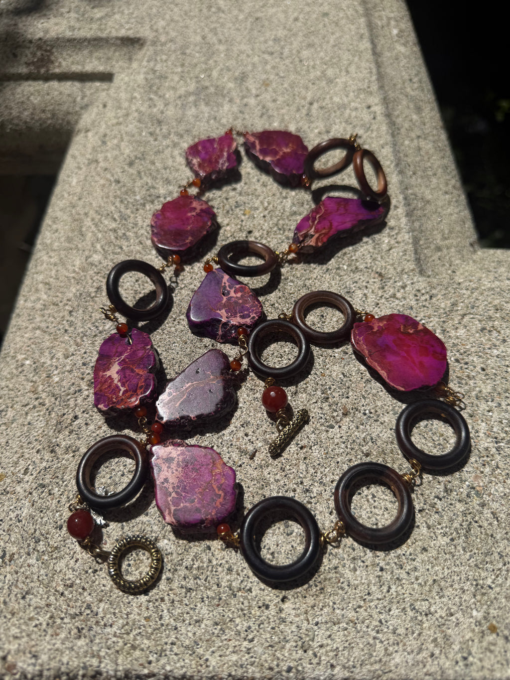 VINTAGE PURPLE LARGE STONE DOUBLE WRAP NECKLACE