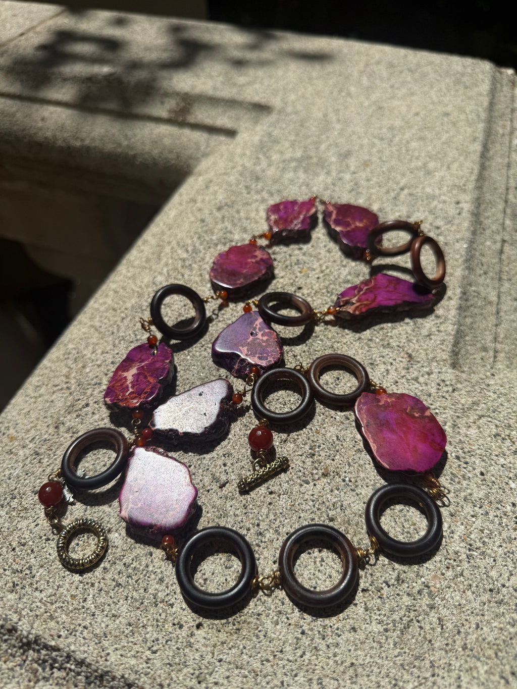 VINTAGE PURPLE LARGE STONE DOUBLE WRAP NECKLACE