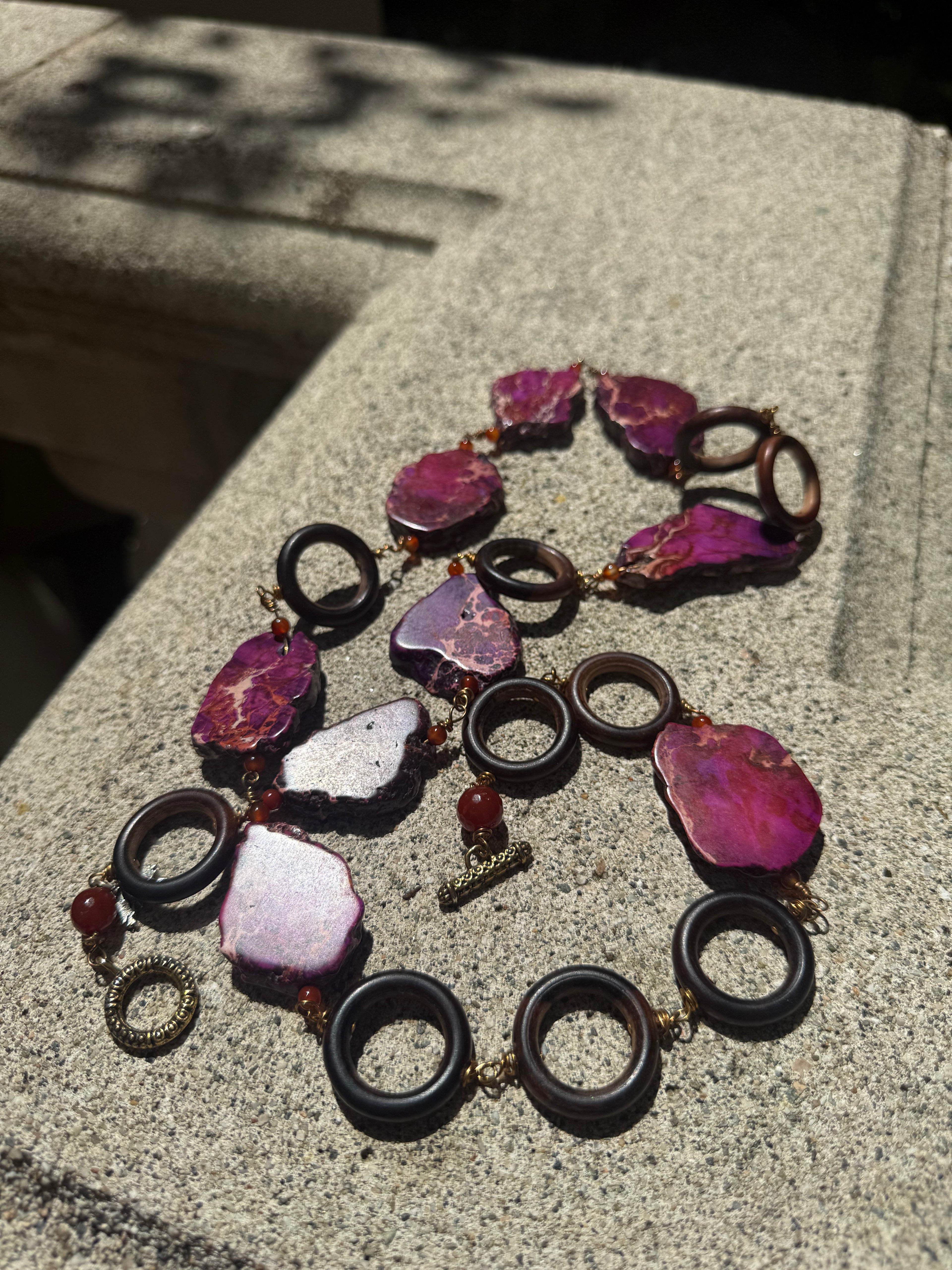 VINTAGE PURPLE LARGE STONE DOUBLE WRAP NECKLACE