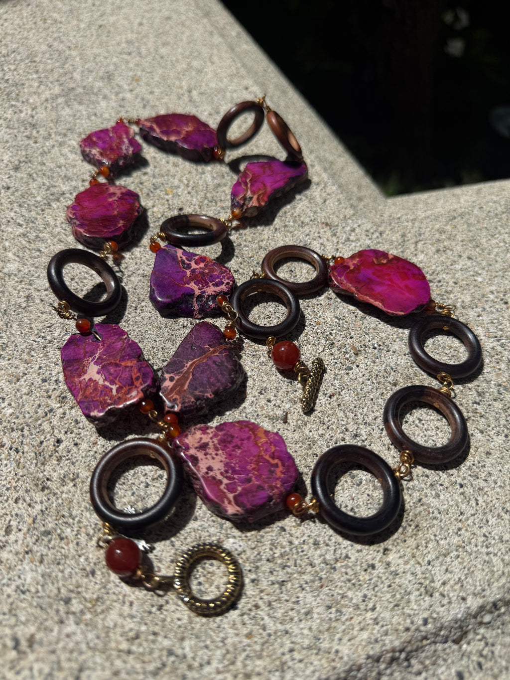 VINTAGE PURPLE LARGE STONE DOUBLE WRAP NECKLACE