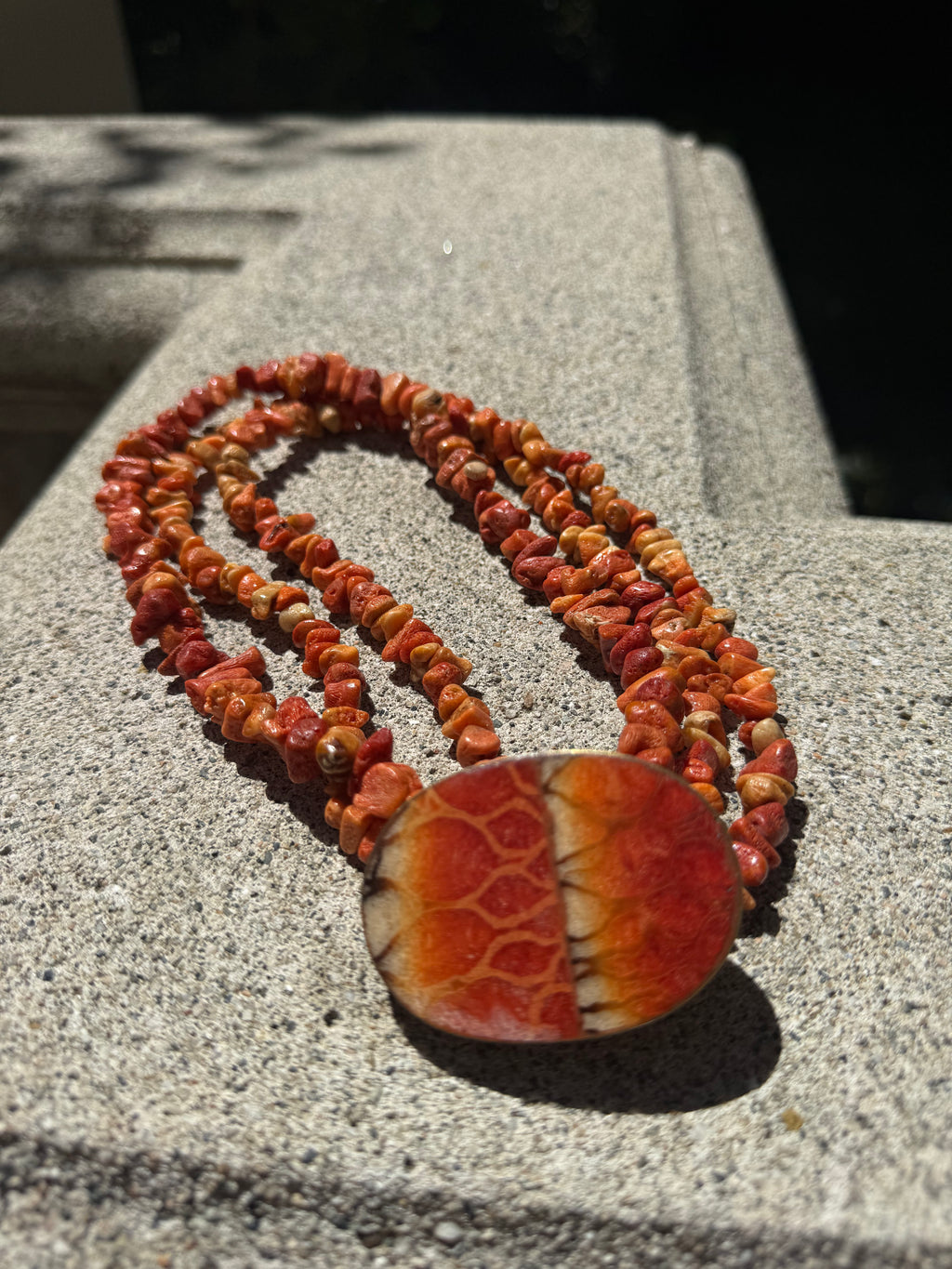 ORANGE SNAKE SKIN NATURAL STONE CHOKER