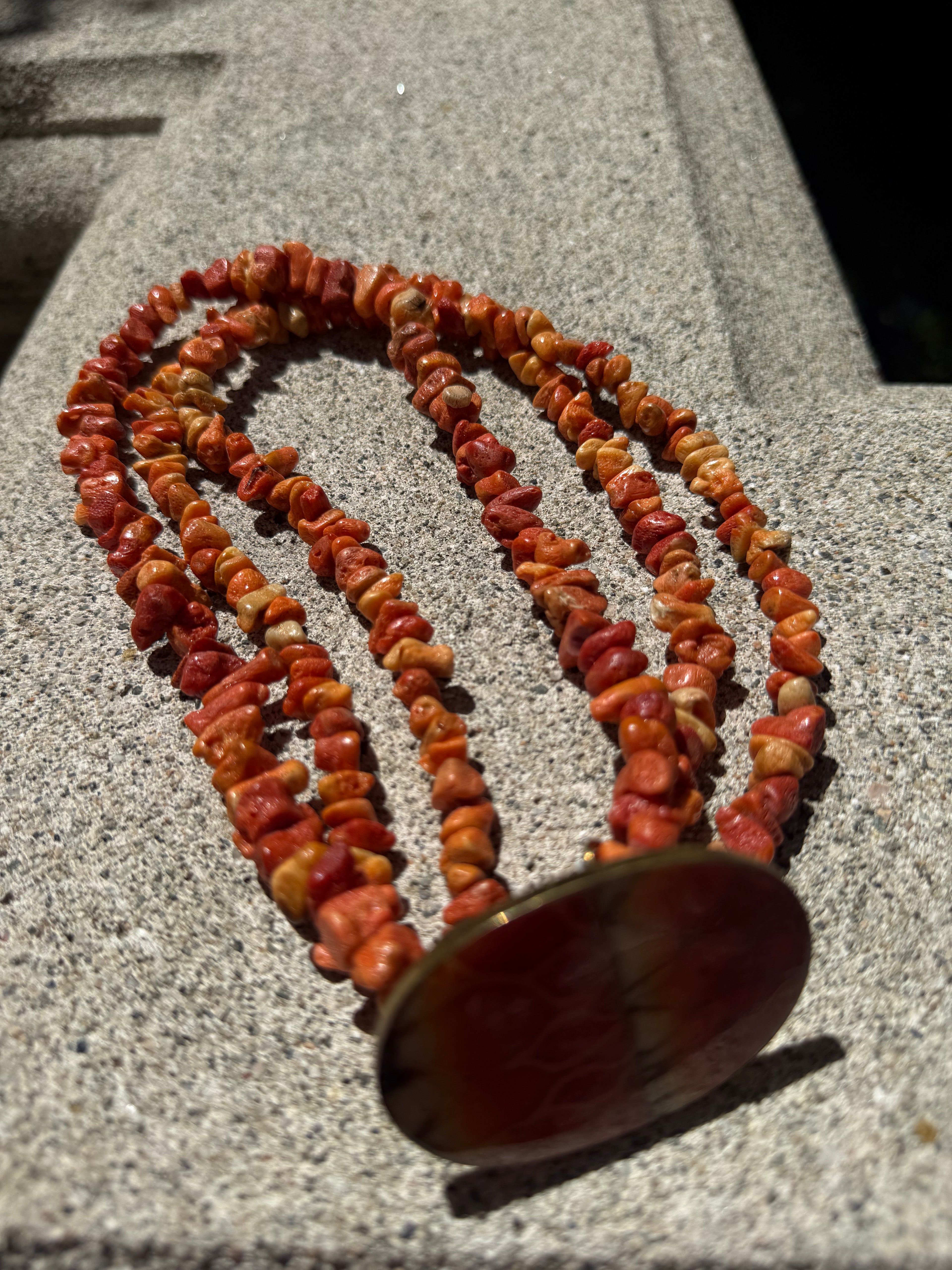 ORANGE SNAKE SKIN NATURAL STONE CHOKER