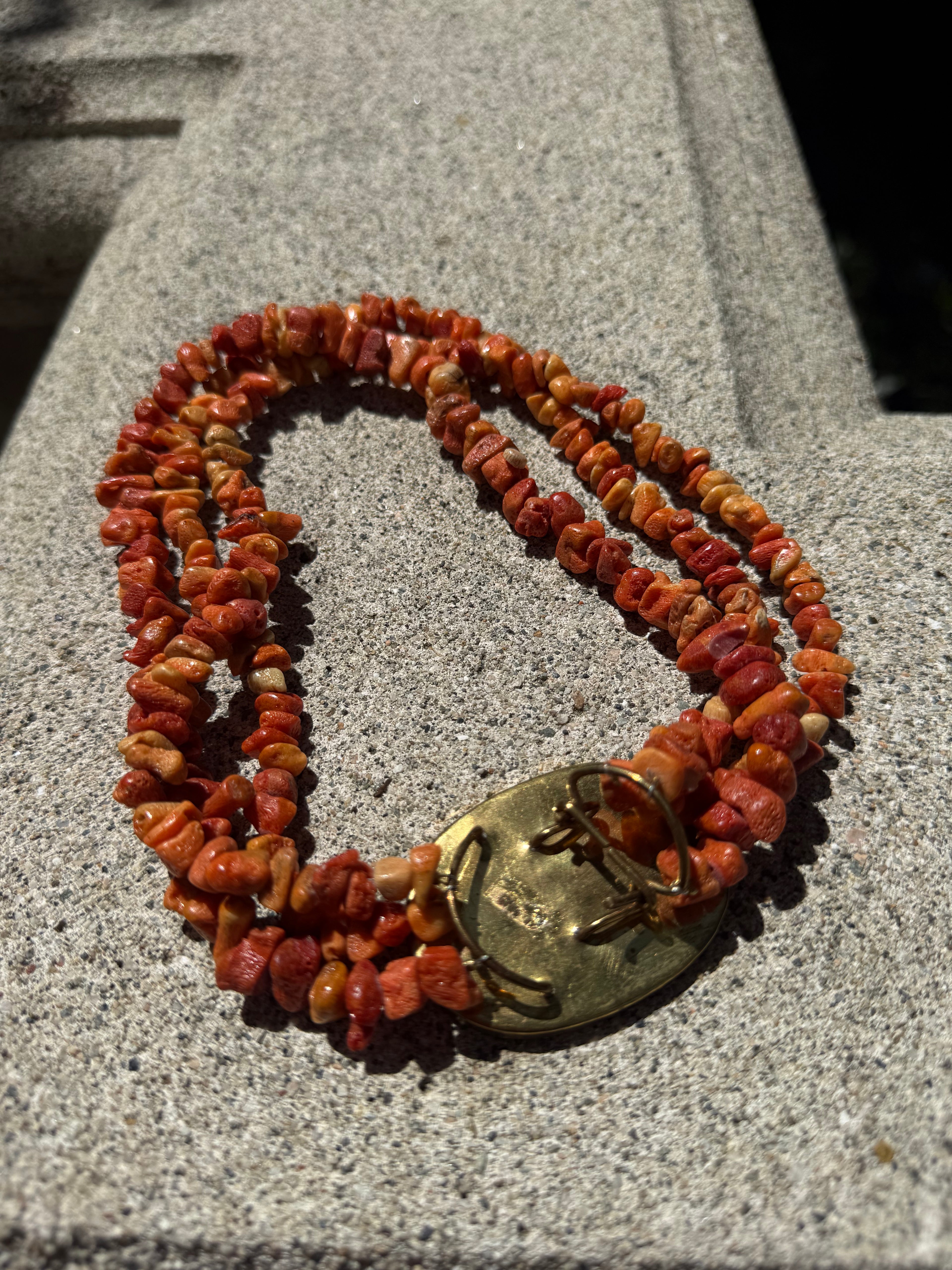 ORANGE SNAKE SKIN NATURAL STONE CHOKER