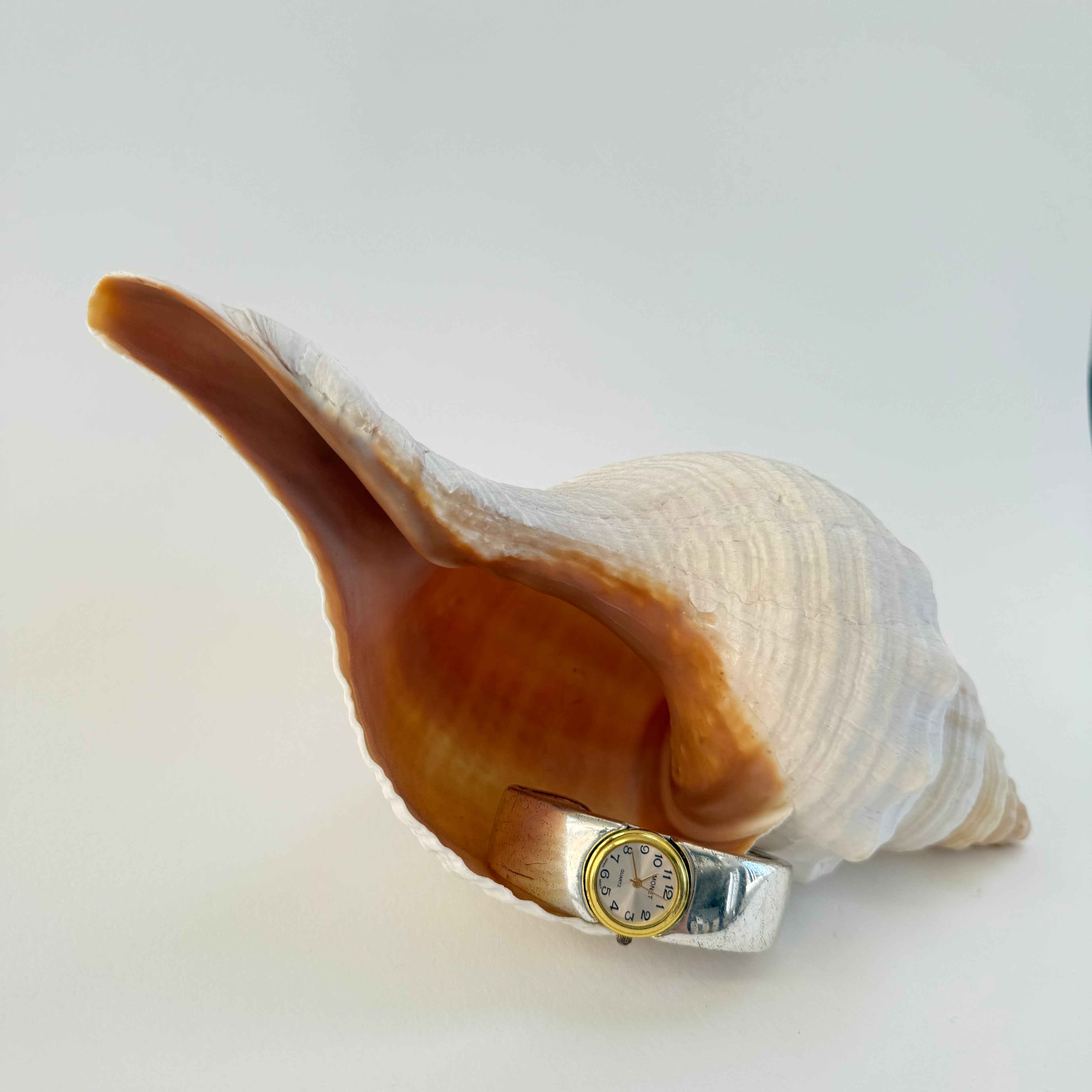 TWO TONED BONE STYLE CUFF WATCH