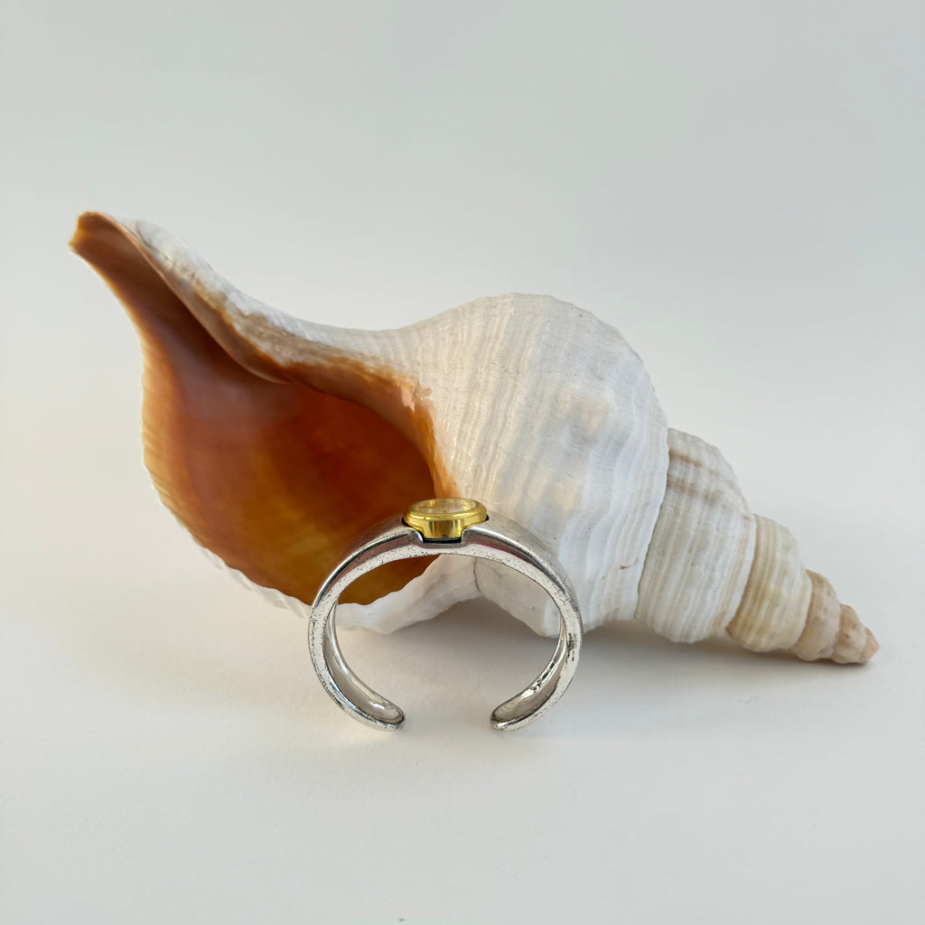 TWO TONED BONE STYLE CUFF WATCH