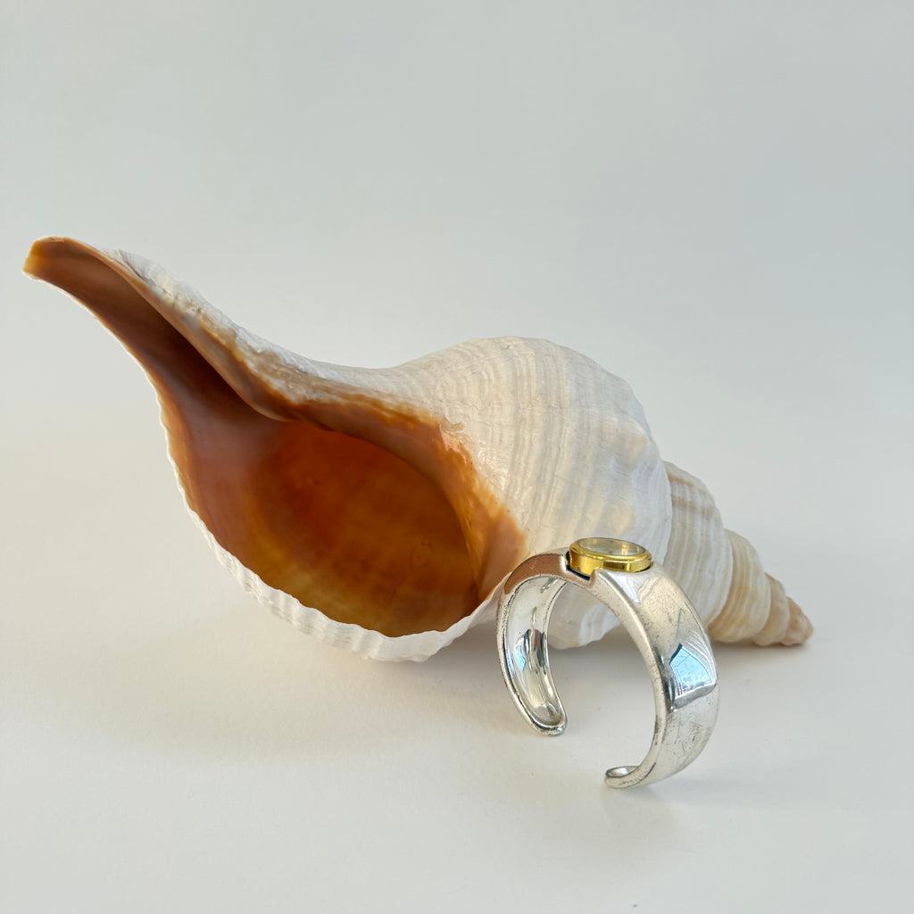 TWO TONED BONE STYLE CUFF WATCH