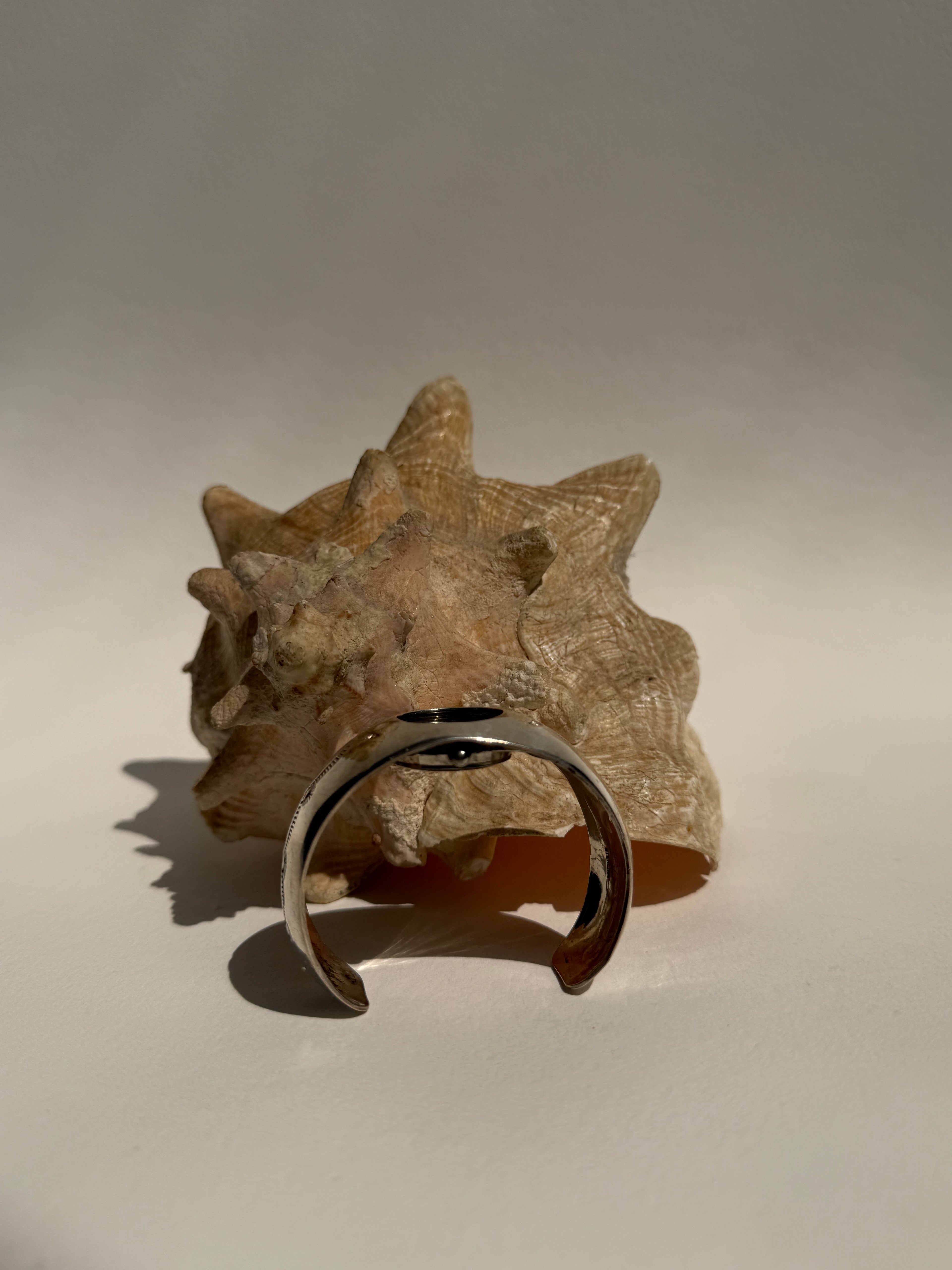 SILVER NATIVE AMERICAN CARVED CUFF WATCH