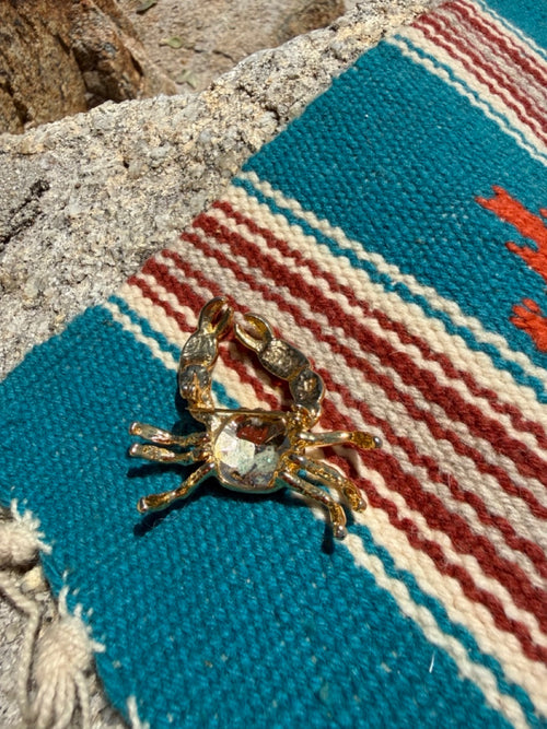 CRAB RHINESTONE BROOCH PIN